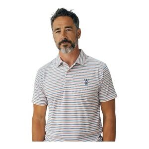 Fairway& Greene blue and orange Striped Polo Shirt size l